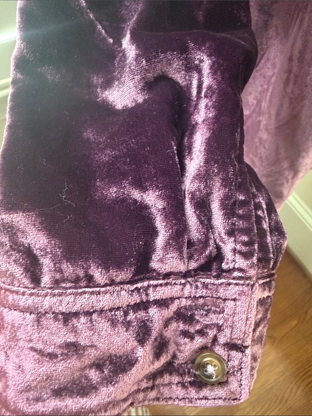 Pilcro Velvet Button-Down Shirt in Deep Purple - Picture 5 of 6